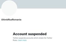 Mesajul afișat de Twitter pe pagina Ambasadei Rusiei la București