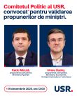 USR, noi propuneri de miniștri: Radu Miruță la Apărare, Irineu Darău la Economie